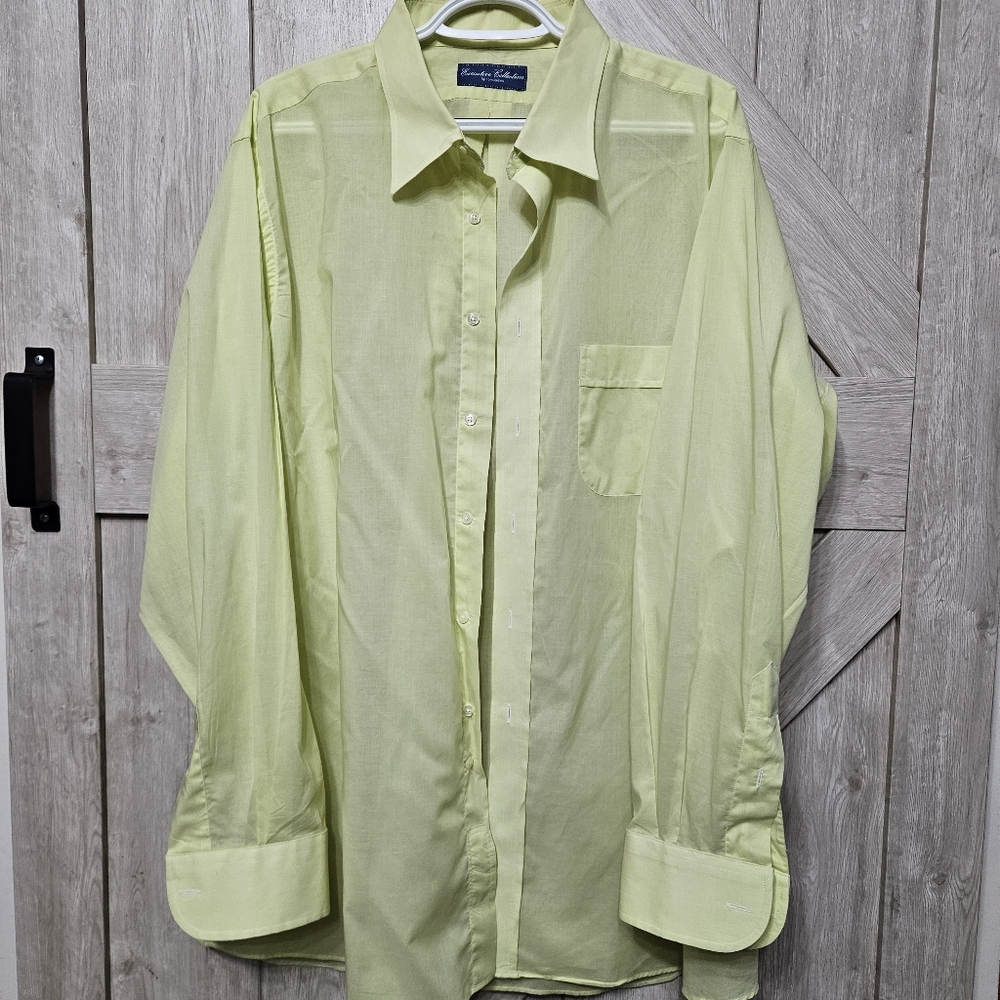 Tom James Executive Collection Men's Light Green Button-Up Shirt - Size XL